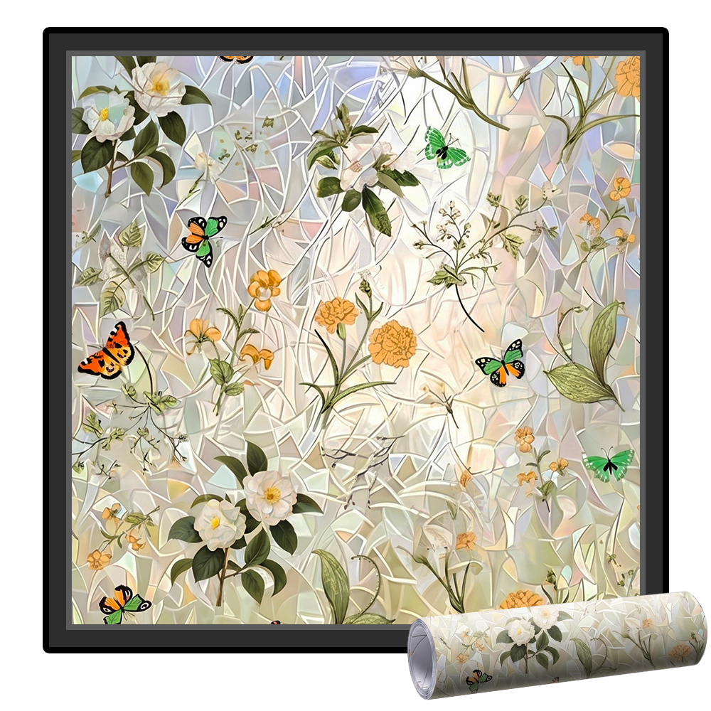 Remifa® Floral Glass Rainbow Window Film 17.5 x 47.2 Inch