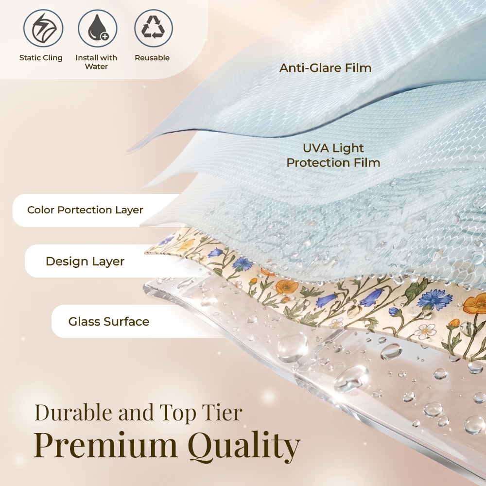Remifa® Floral Glass Rainbow Window Film 17.5 x 47.2 Inch