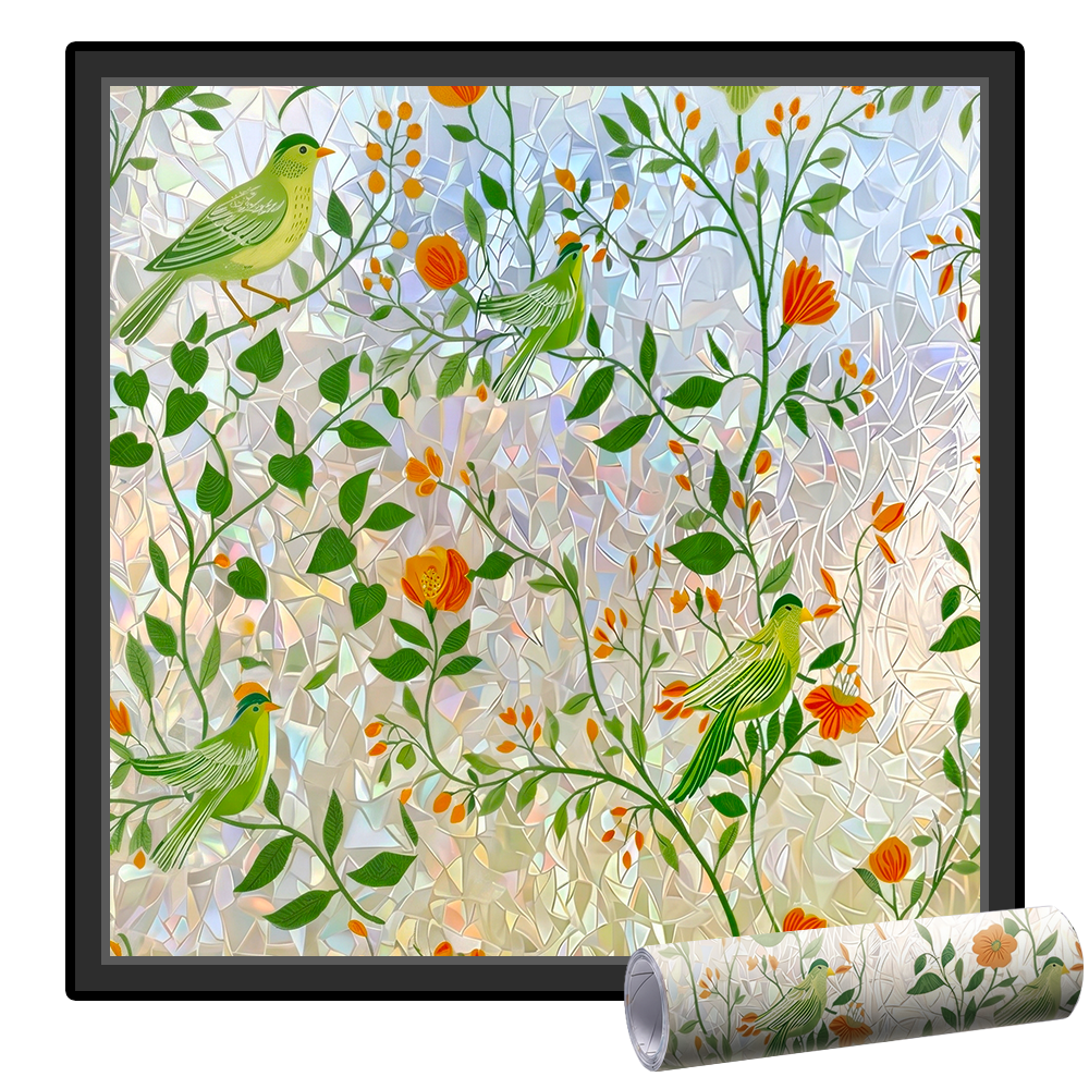 Remifa® Floral Glass Rainbow Window Film 17.5 x 47.2 Inch