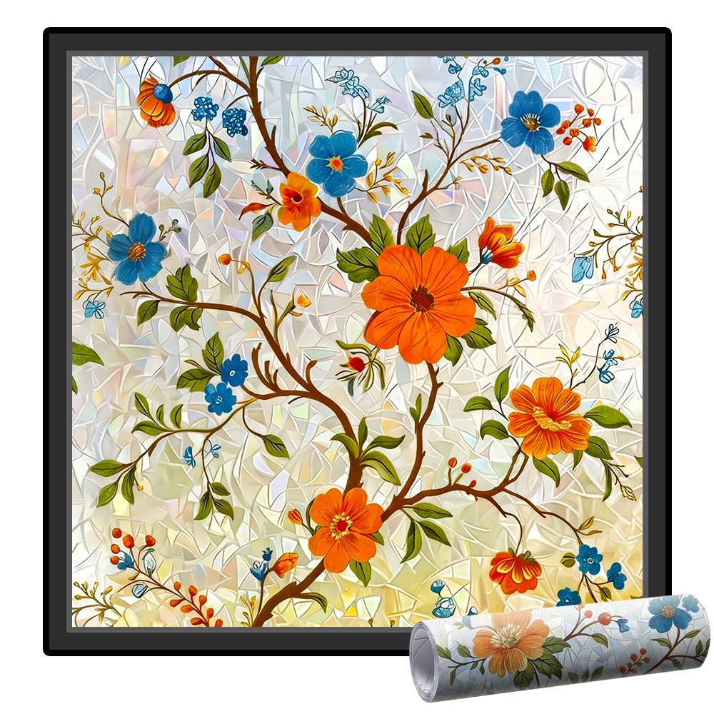 Remifa® Floral Glass Rainbow Window Film 17.5 x 47.2 Inch