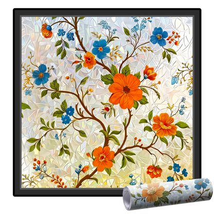 Remifa® Floral Glass Rainbow Window Film 17.5 x 47.2 Inch