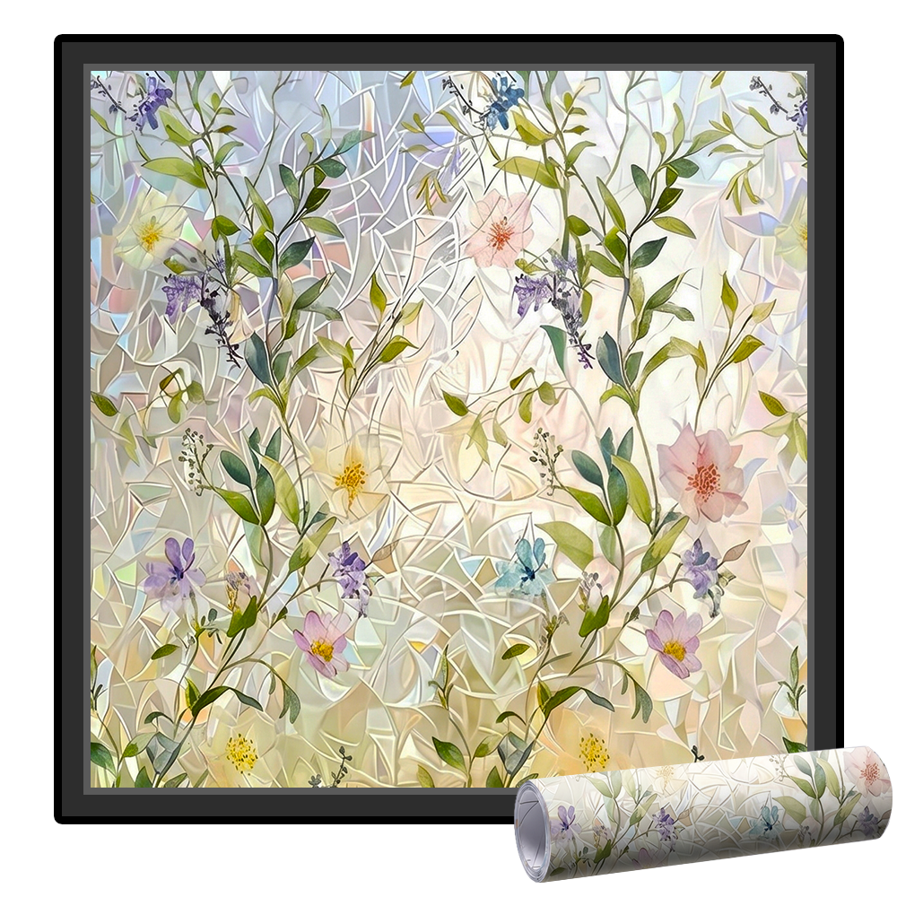 Remifa® Floral Glass Rainbow Window Film 17.5 x 47.2 Inch