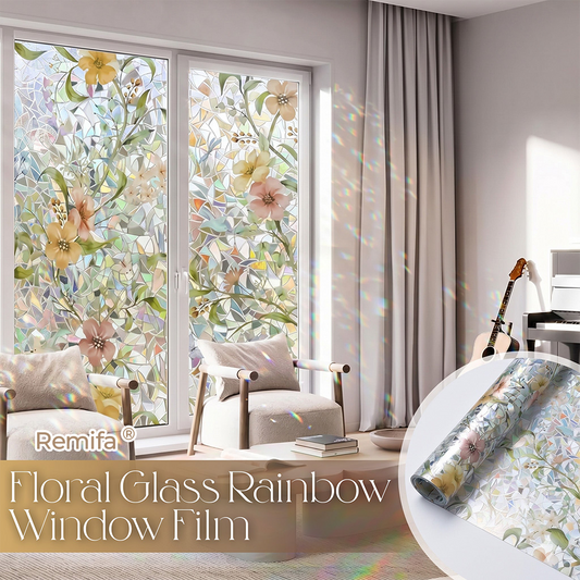Remifa® Floral Glass Rainbow Window Film 17.5 x 47.2 Inch