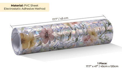 Remifa® Floral Glass Rainbow Window Film 17.5 x 47.2 Inch