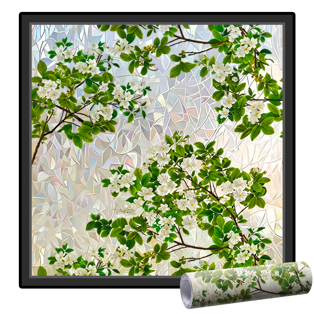 Remifa® Floral Glass Rainbow Window Film 17.5 x 47.2 Inch