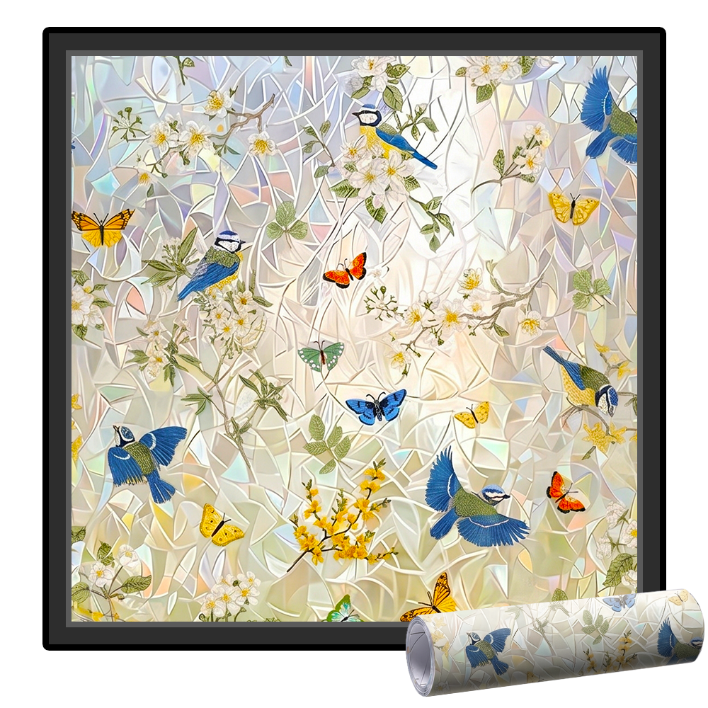 Remifa® Floral Glass Rainbow Window Film 17.5 x 47.2 Inch